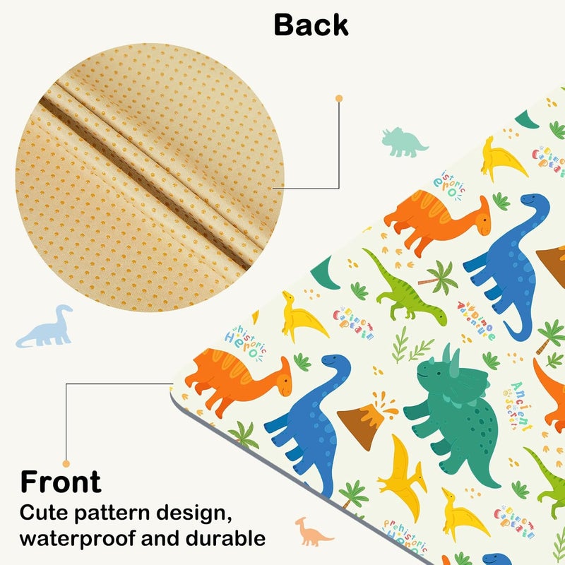 BeBeJoJo Splat Mat for Under High Chair 42 x 42 Inch Waterproof Baby Splash Mat with Non Slip Bottom Reusable Portable Highchair Mat for Floor Food Catcher for High Chair, Green Dinosaur - Image 5